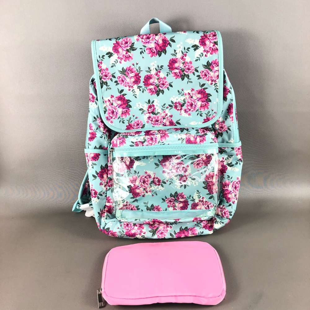 No Boundaries Floral Backpack with Pink Pouch